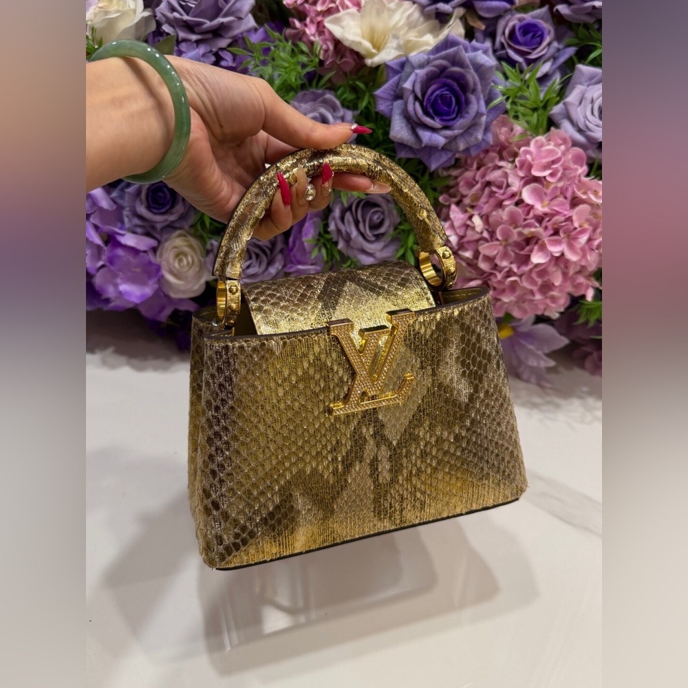 Louis Vuitton Capucines Mini Gold Python Handbag - Picture 7 of 9